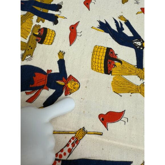 Fall Fabric VTG Scarecrow Birds Rake Farm Fencepost Thanksgiving PLZ READ!!! - Picture 4 of 11